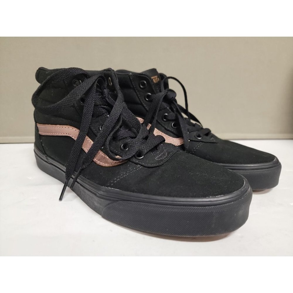 Vans Off The Wall 500714 High Top Women Sz 8.5 Men Sz 7 Black metallic stripe